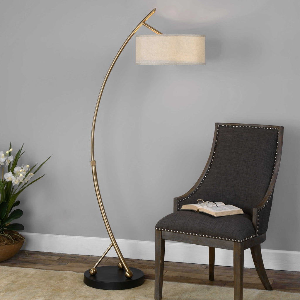 Vardar Curved Brass Floor Lamp - Bombay Mercantile