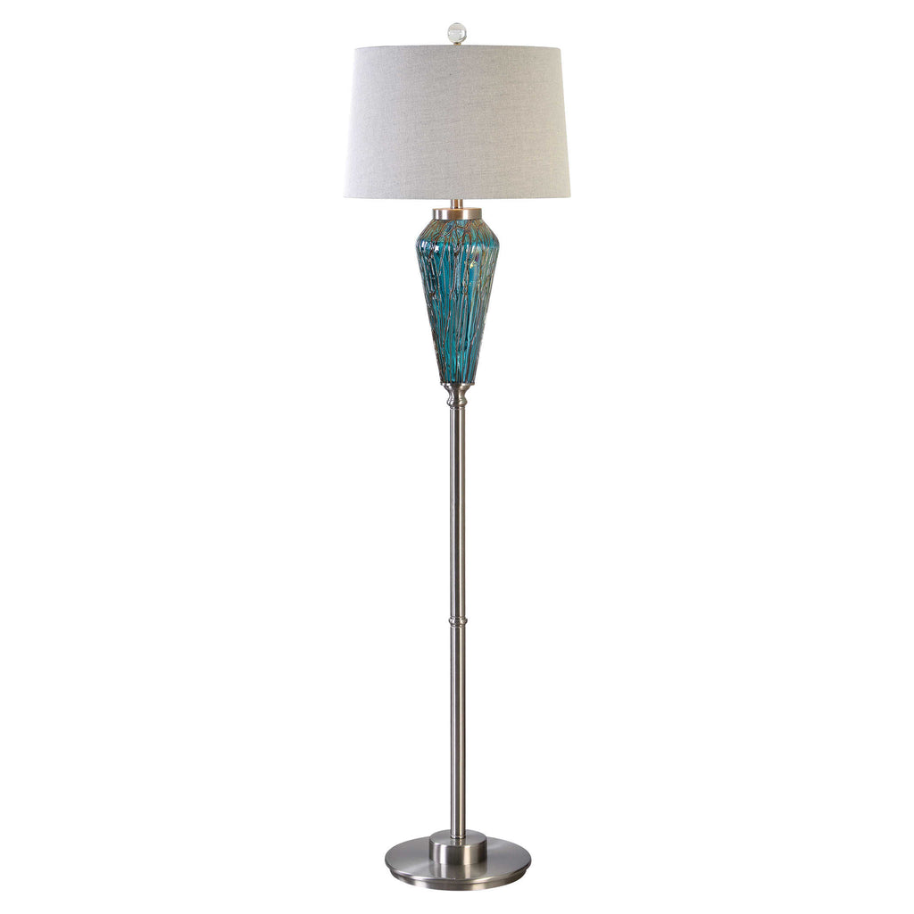 Almanzora Blue Glass Floor Lamp - Bombay Mercantile