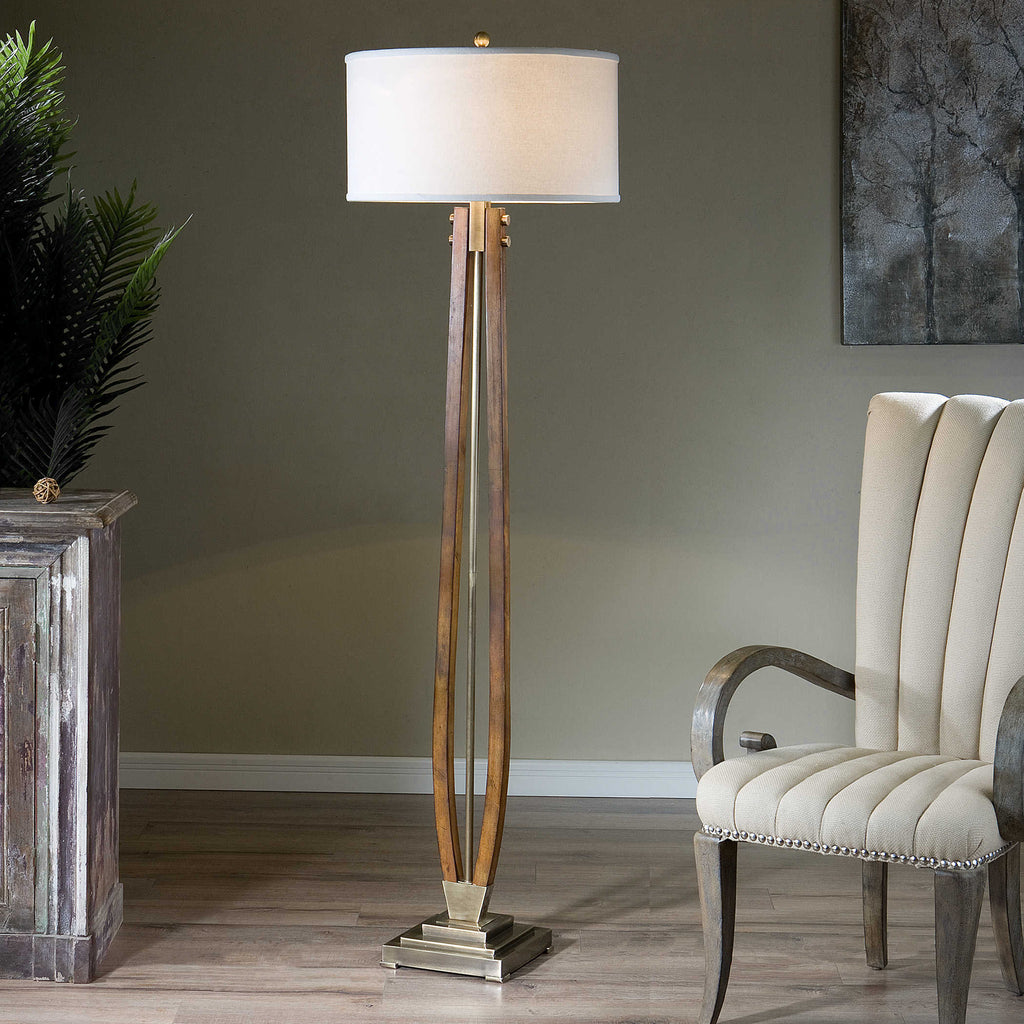 Boydton Burnished Wood Floor Lamp - Bombay Mercantile