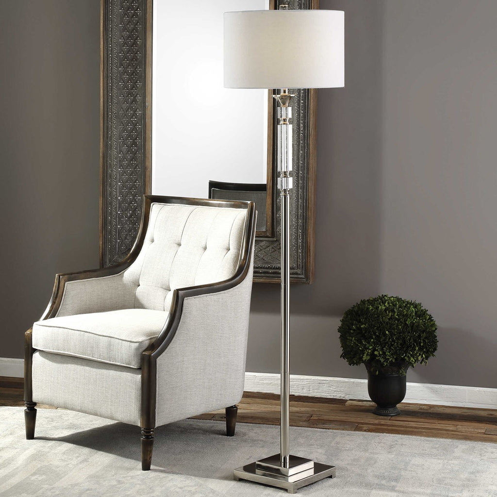 Volusia Nickel Floor Lamp - Bombay Mercantile