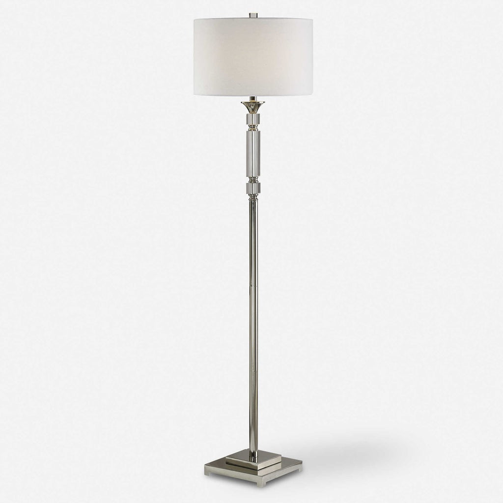 Volusia Nickel Floor Lamp - Bombay Mercantile