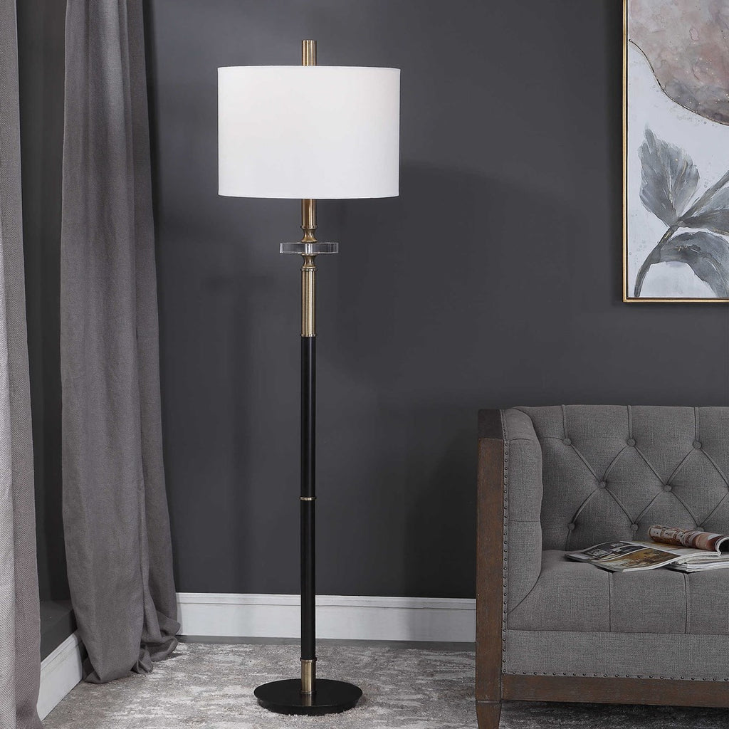 Maud Aged Black Floor Lamp - Bombay Mercantile