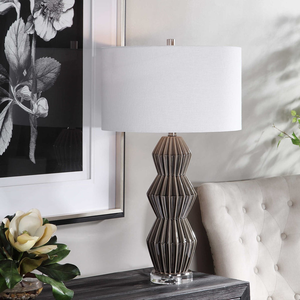 Maxime Smokey Gray Table Lamp - Bombay Mercantile