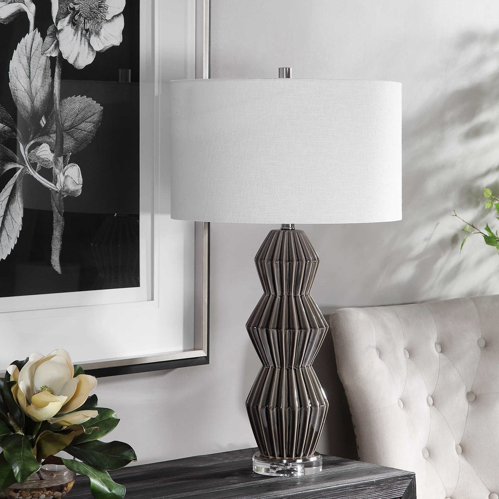 Maxime Smokey Gray Table Lamp - Bombay Mercantile