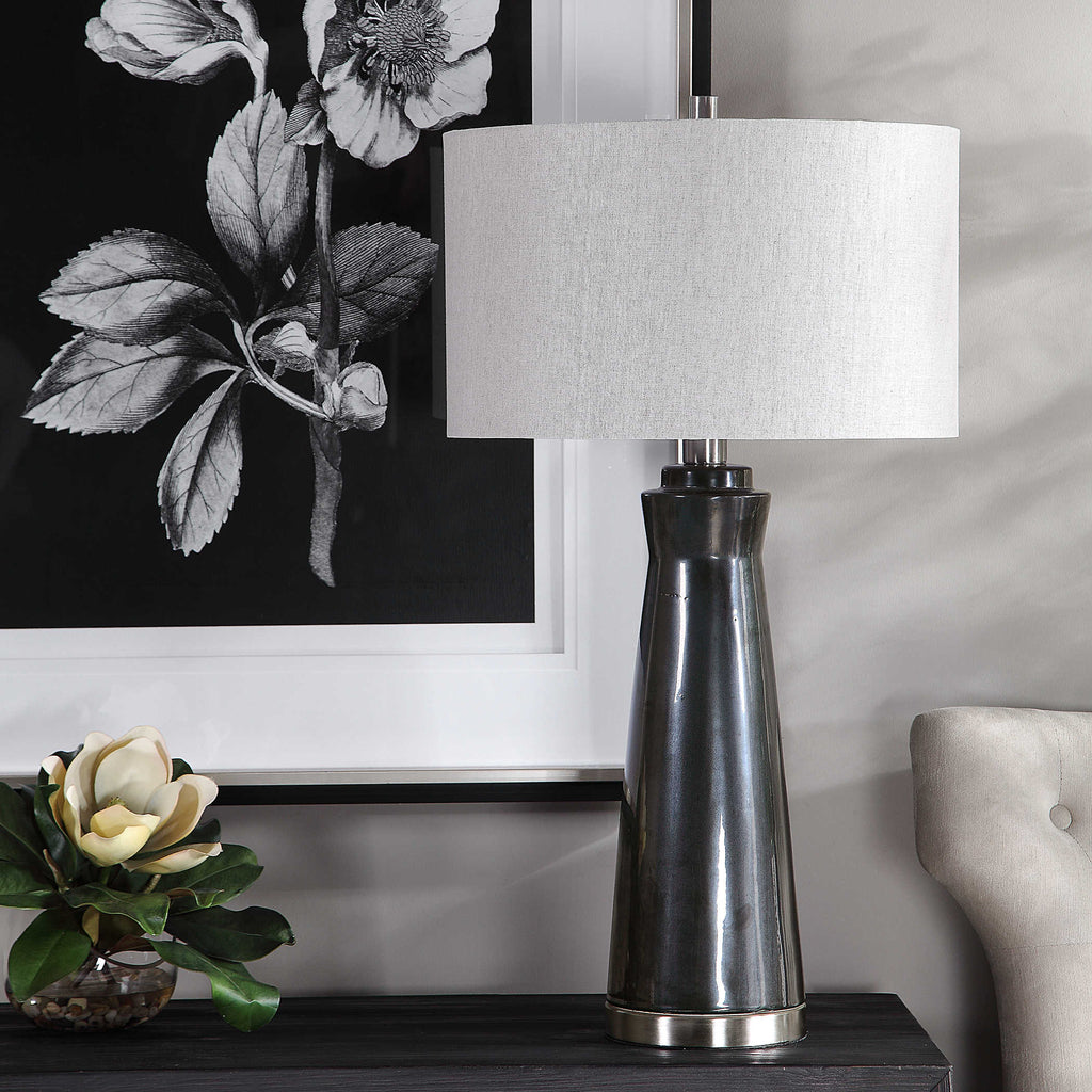 Arlan Dark Charcoal Table Lamp - Bombay Mercantile