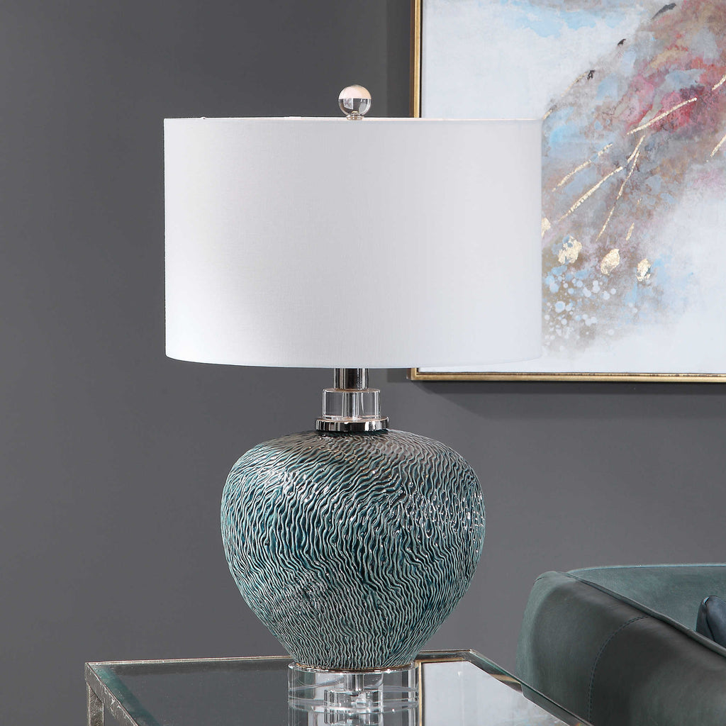 Almera Dark Teal Table Lamp - Bombay Mercantile