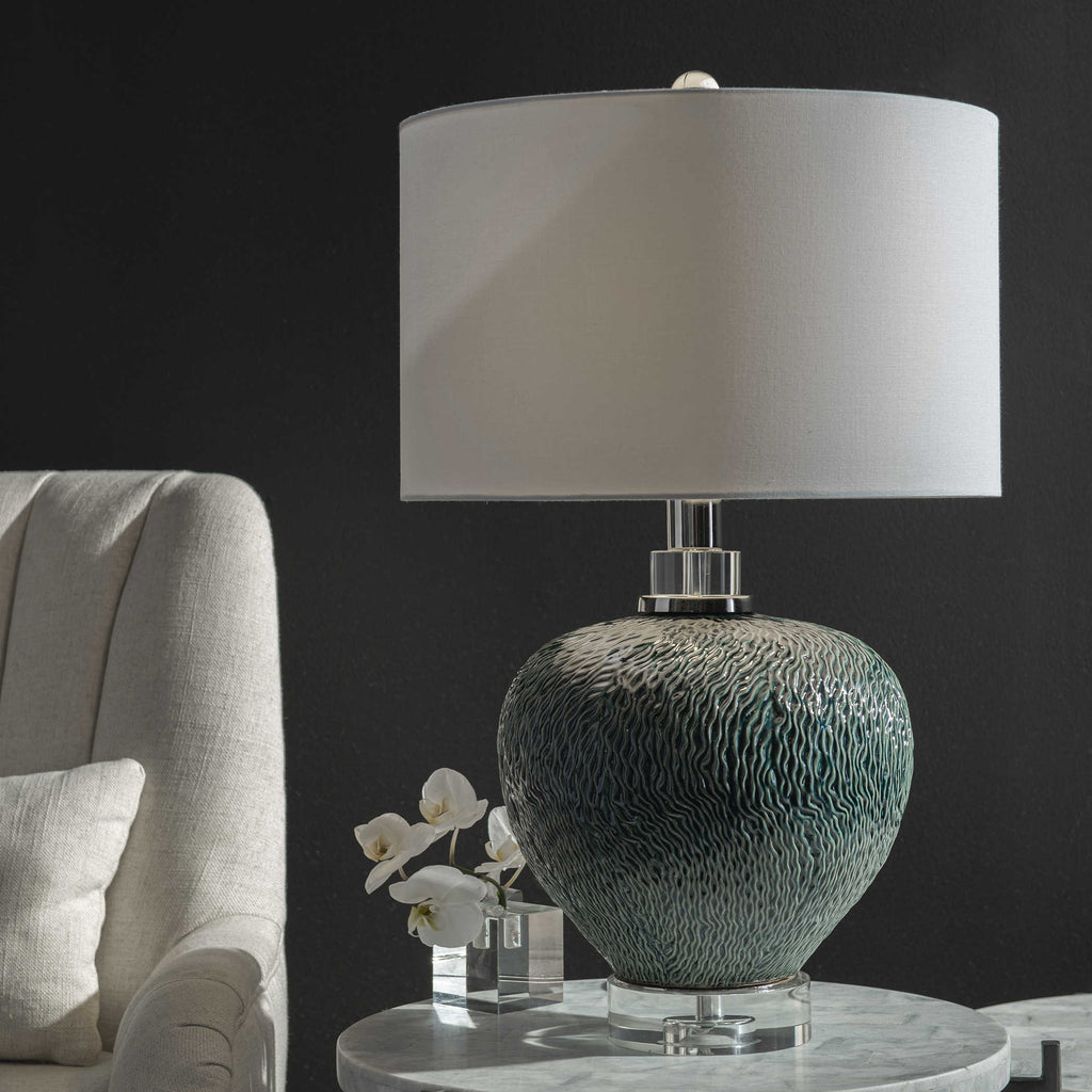 Almera Dark Teal Table Lamp - Bombay Mercantile