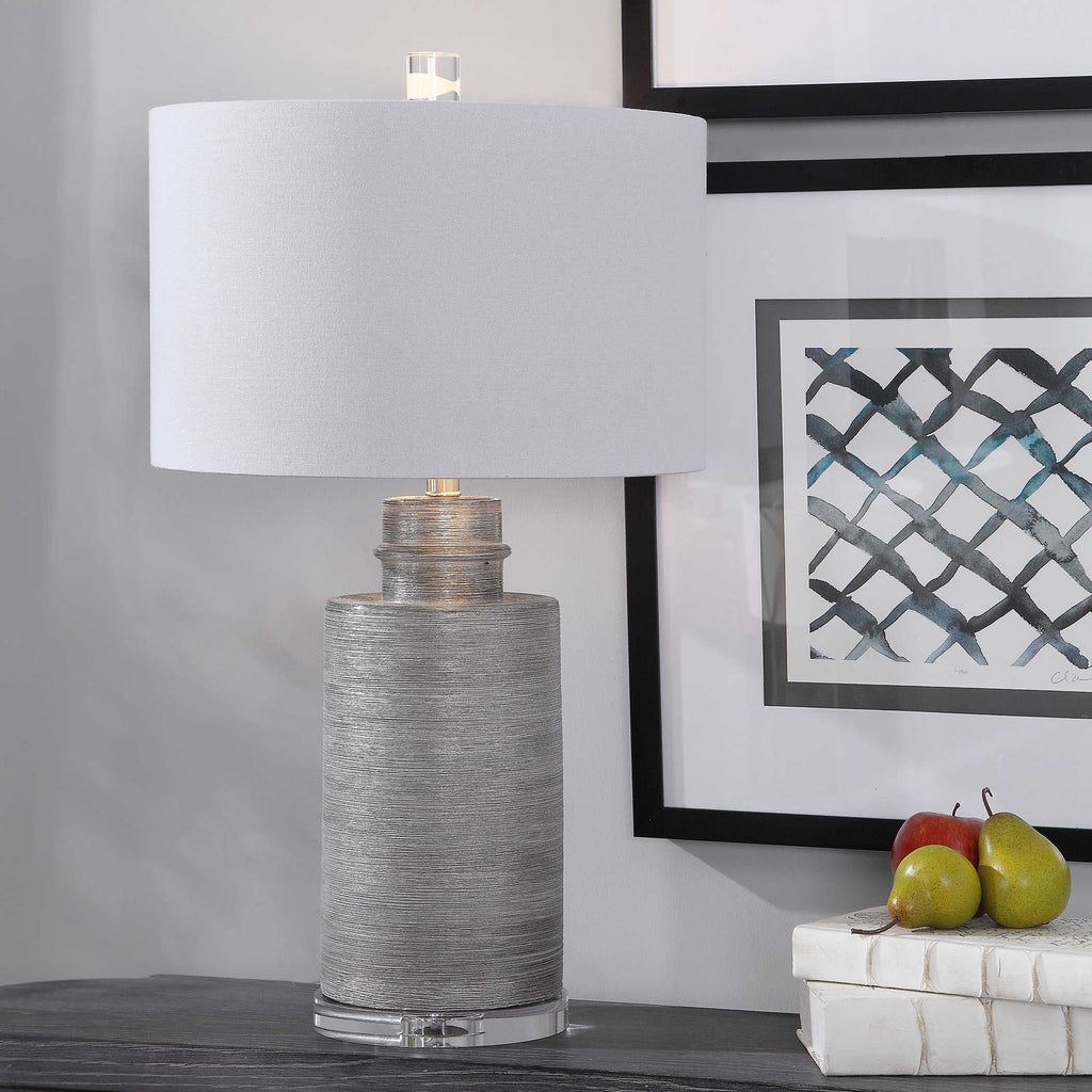 Anitra Metallic Silver Table Lamp - Bombay Mercantile