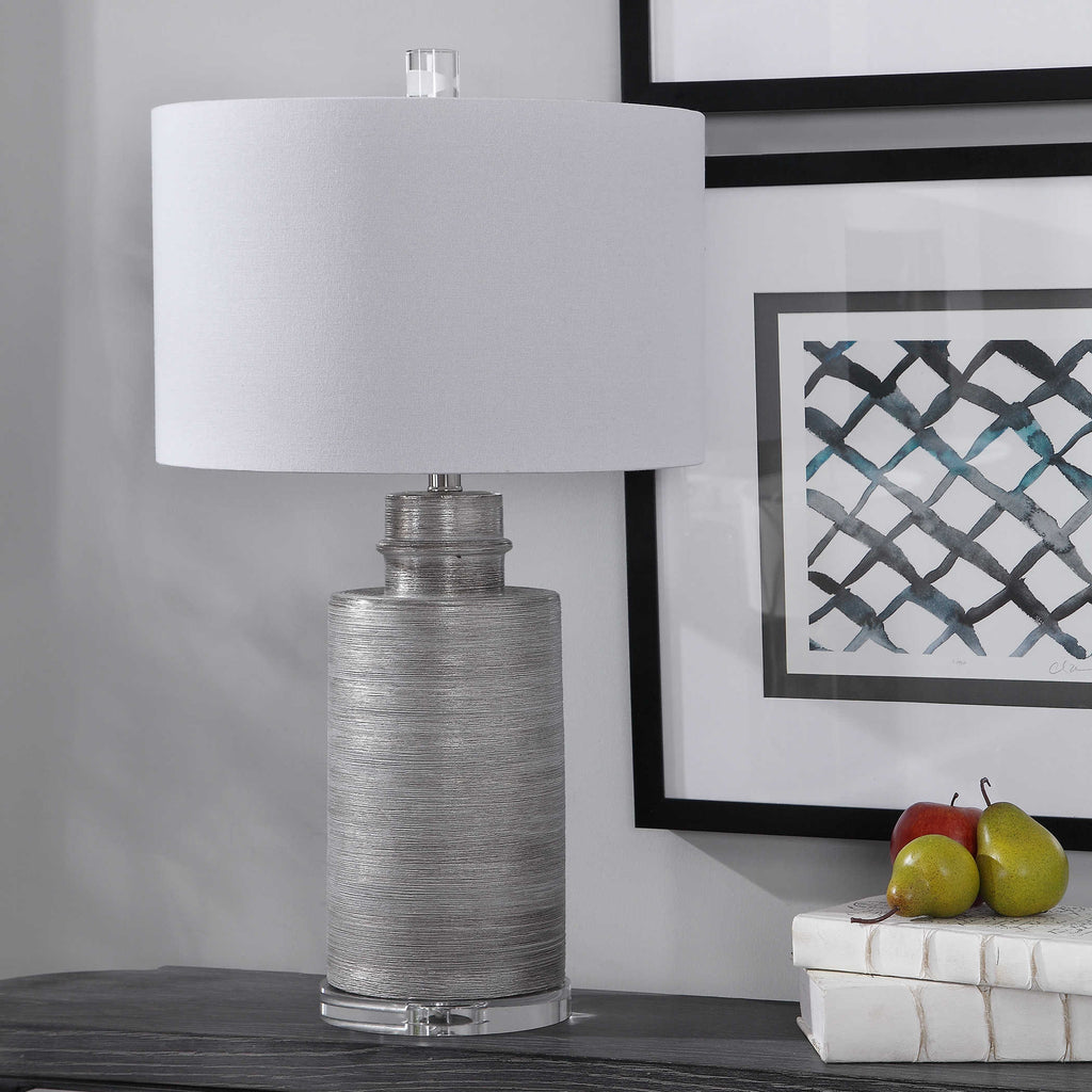 Anitra Metallic Silver Table Lamp - Bombay Mercantile