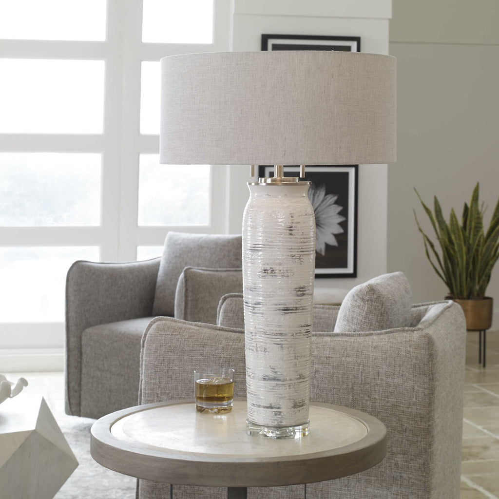 Lenta White Table Lamp - Bombay Mercantile