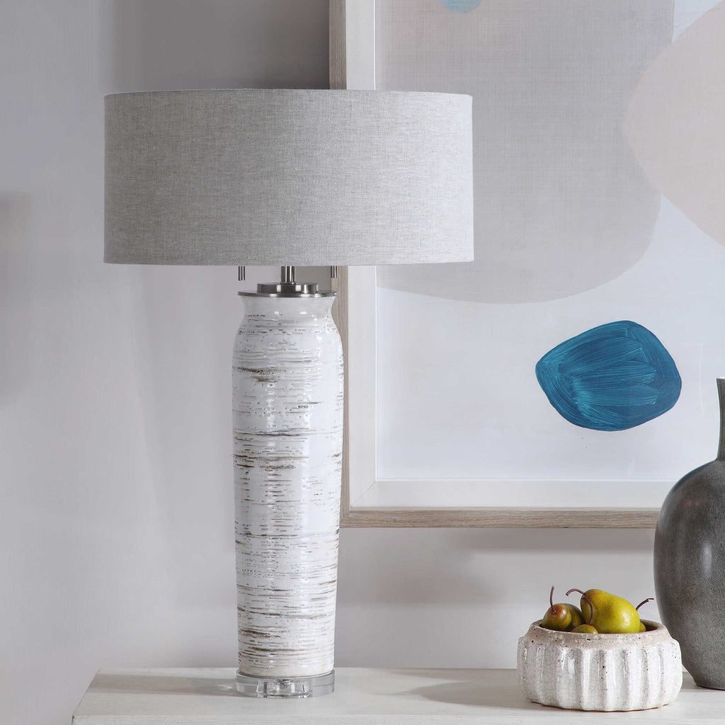 Lenta White Table Lamp - Bombay Mercantile
