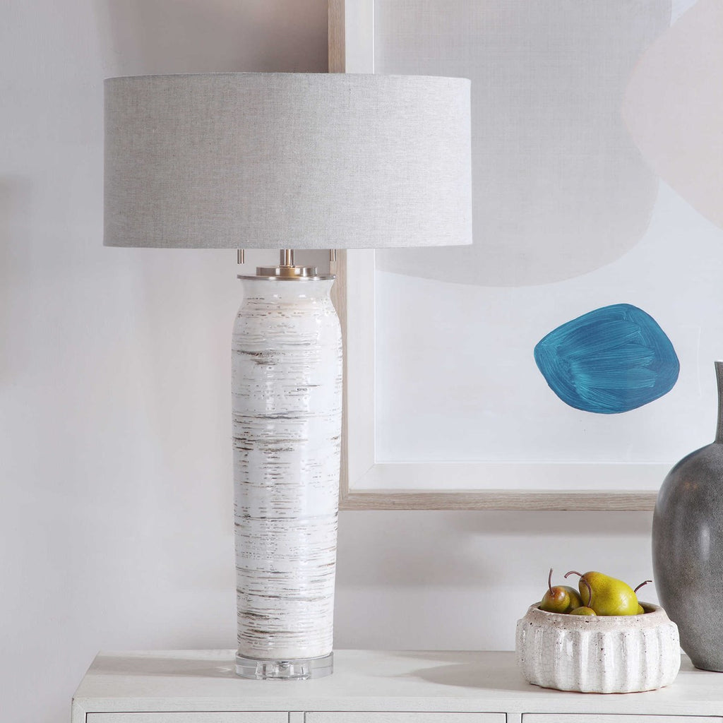 Lenta White Table Lamp - Bombay Mercantile