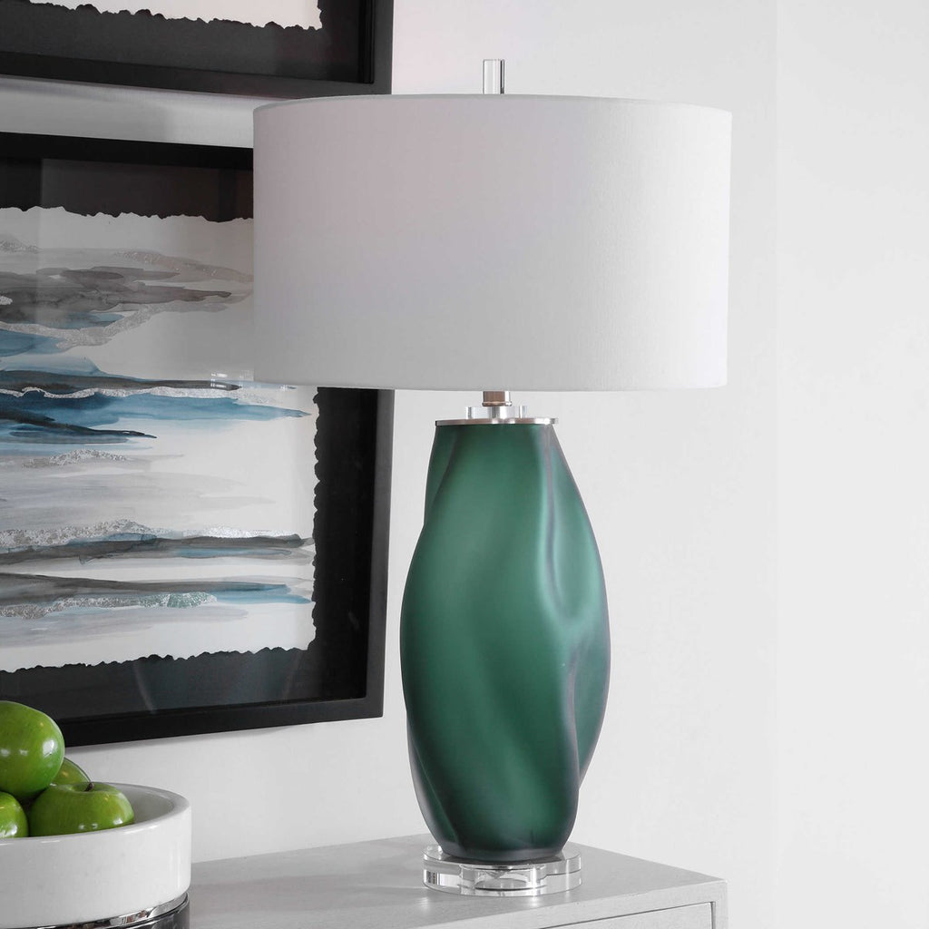 Esmeralda Green Glass Table Lamp - Bombay Mercantile