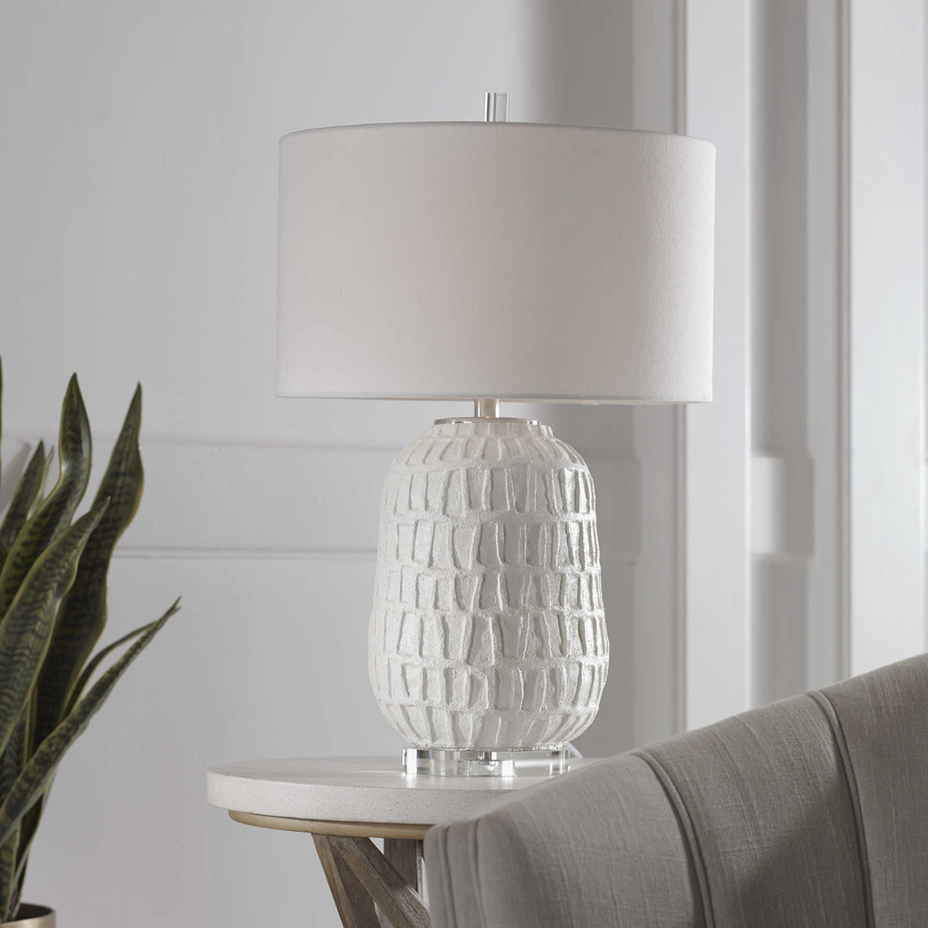Caelina Textured White Table Lamp - Bombay Mercantile