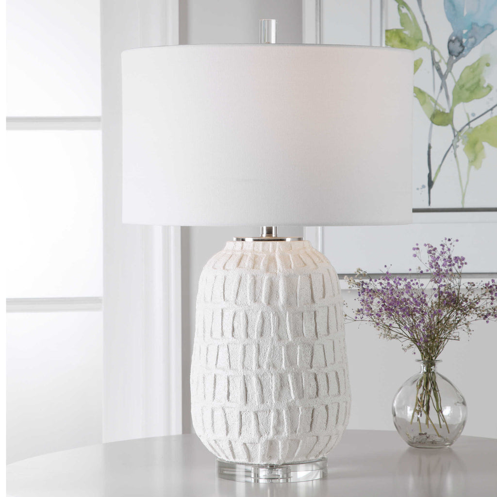 Caelina Textured White Table Lamp - Bombay Mercantile