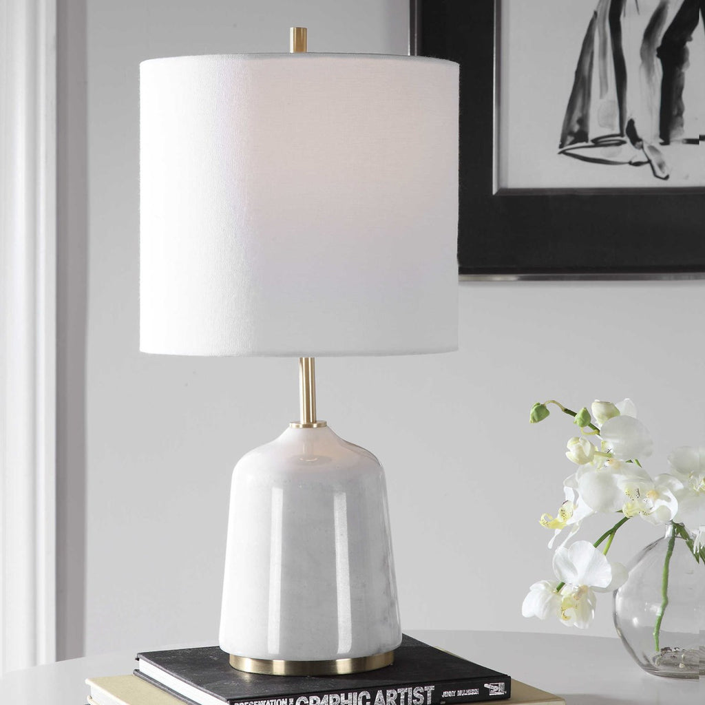 Eloise White Marble Table Lamp - Bombay Mercantile
