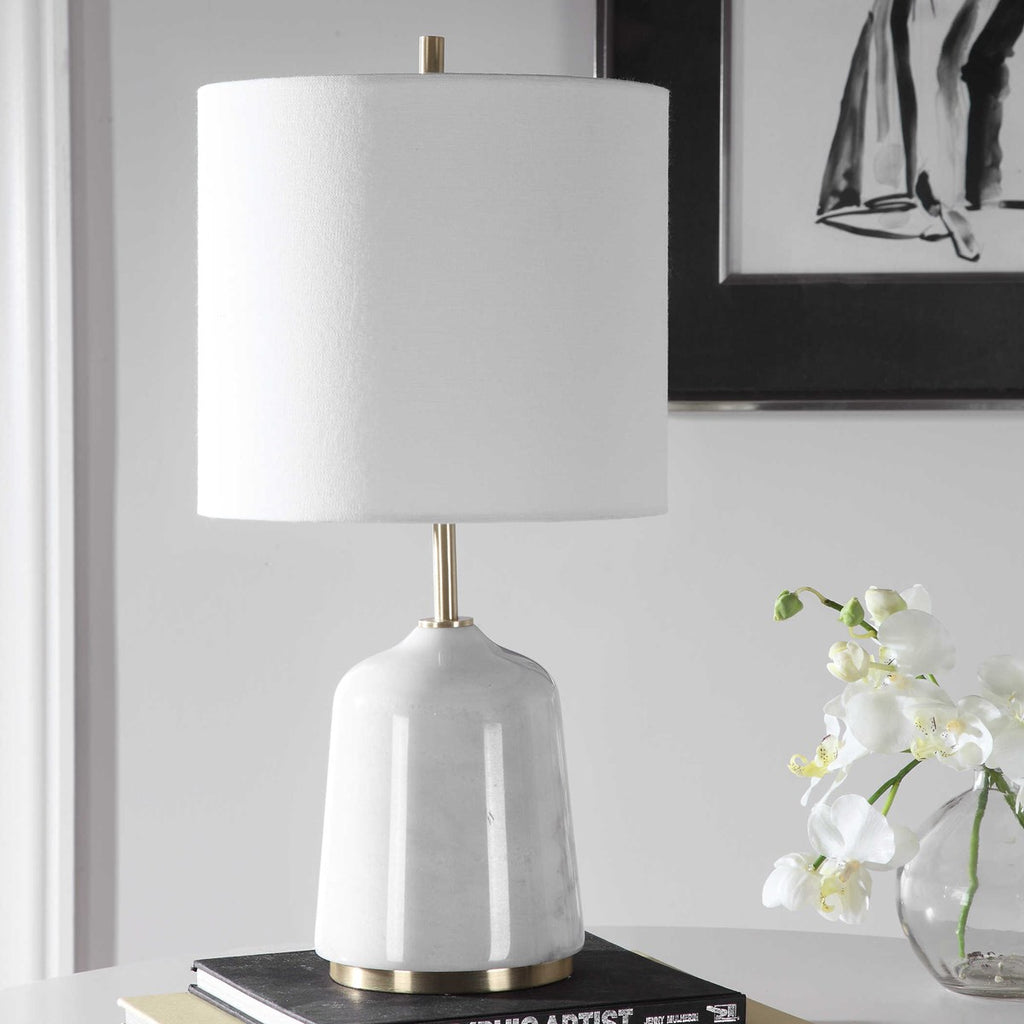 Eloise White Marble Table Lamp - Bombay Mercantile