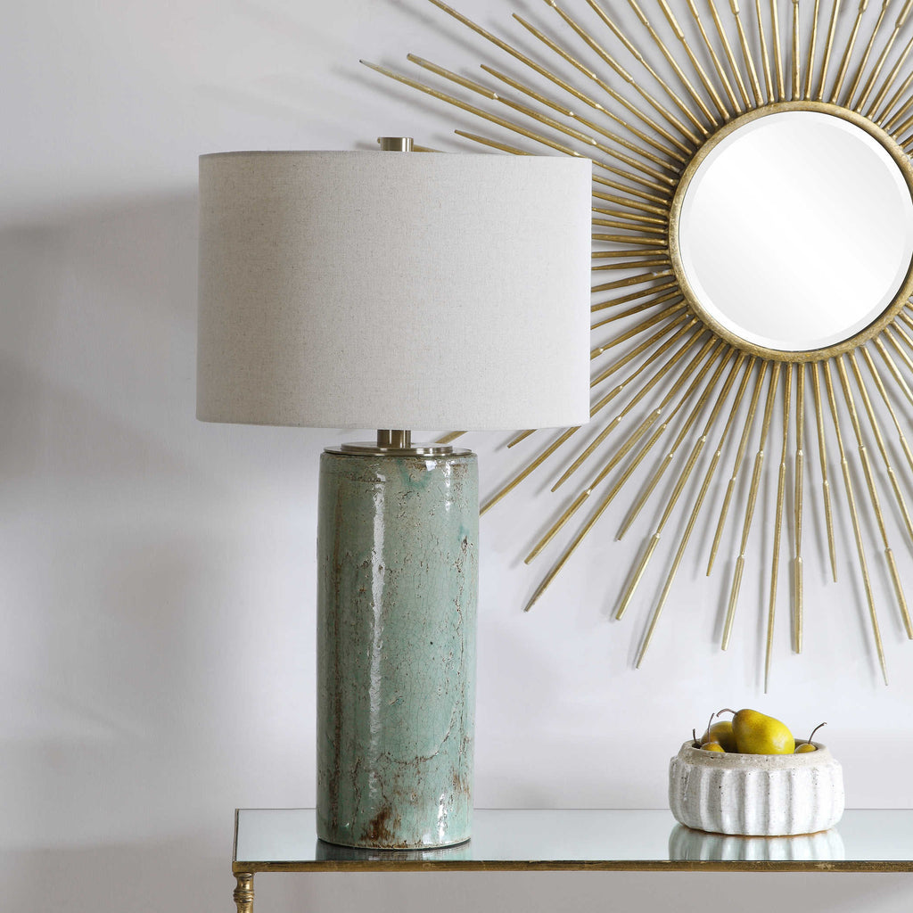 Callais Crackled Aqua Table Lamp - Bombay Mercantile