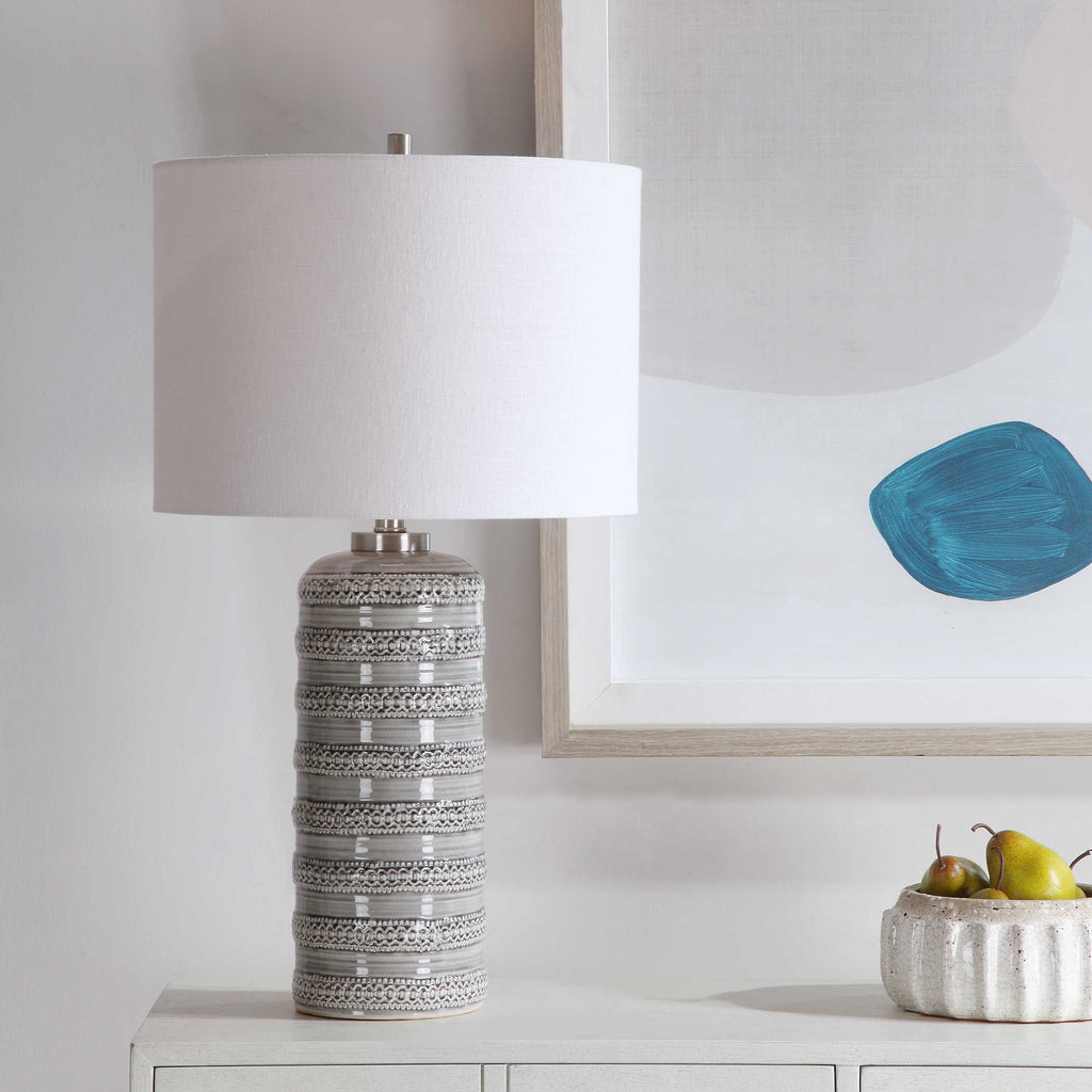 Alenon Light Gray Table Lamp - Bombay Mercantile