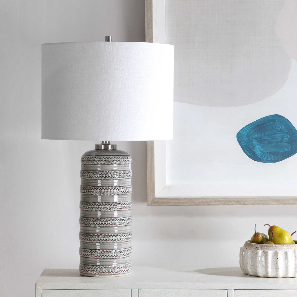 Alenon Light Gray Table Lamp - Bombay Mercantile