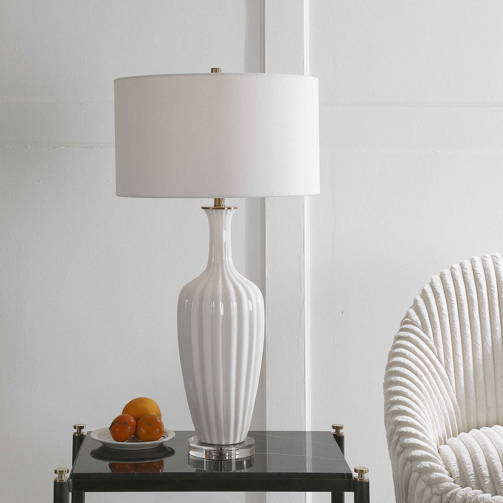 Strauss White Ceramic Table Lamp - Bombay Mercantile
