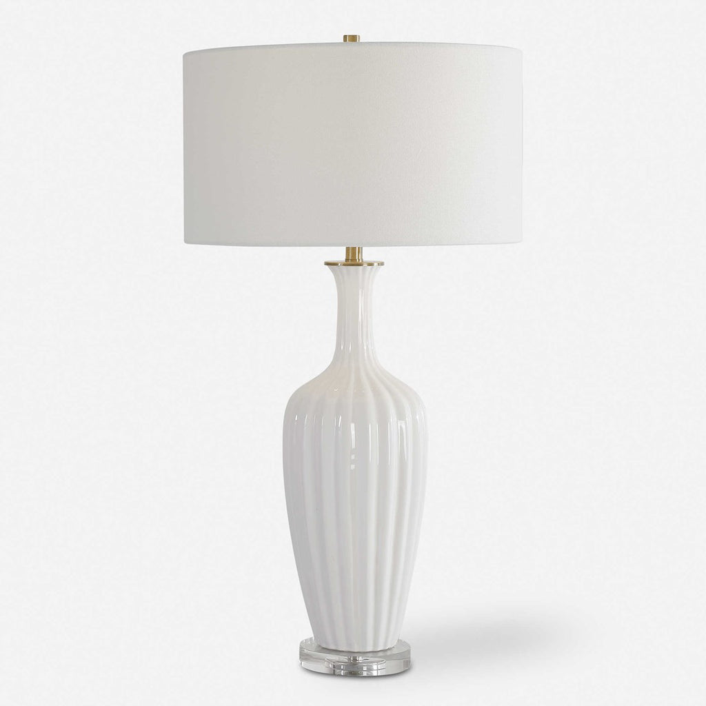 Strauss White Ceramic Table Lamp - Bombay Mercantile