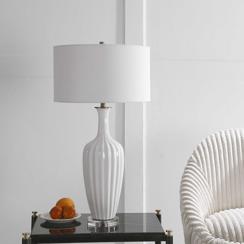 Strauss White Ceramic Table Lamp - Bombay Mercantile