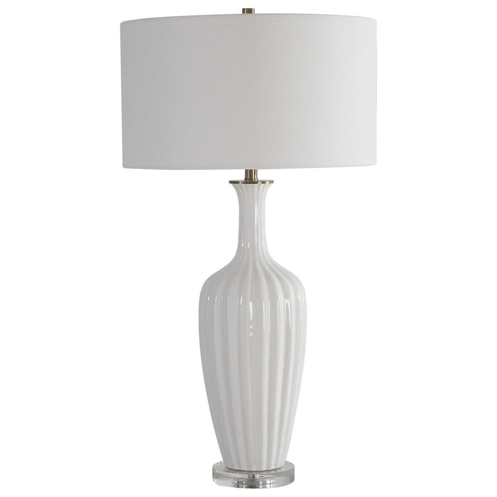 Strauss White Ceramic Table Lamp - Bombay Mercantile