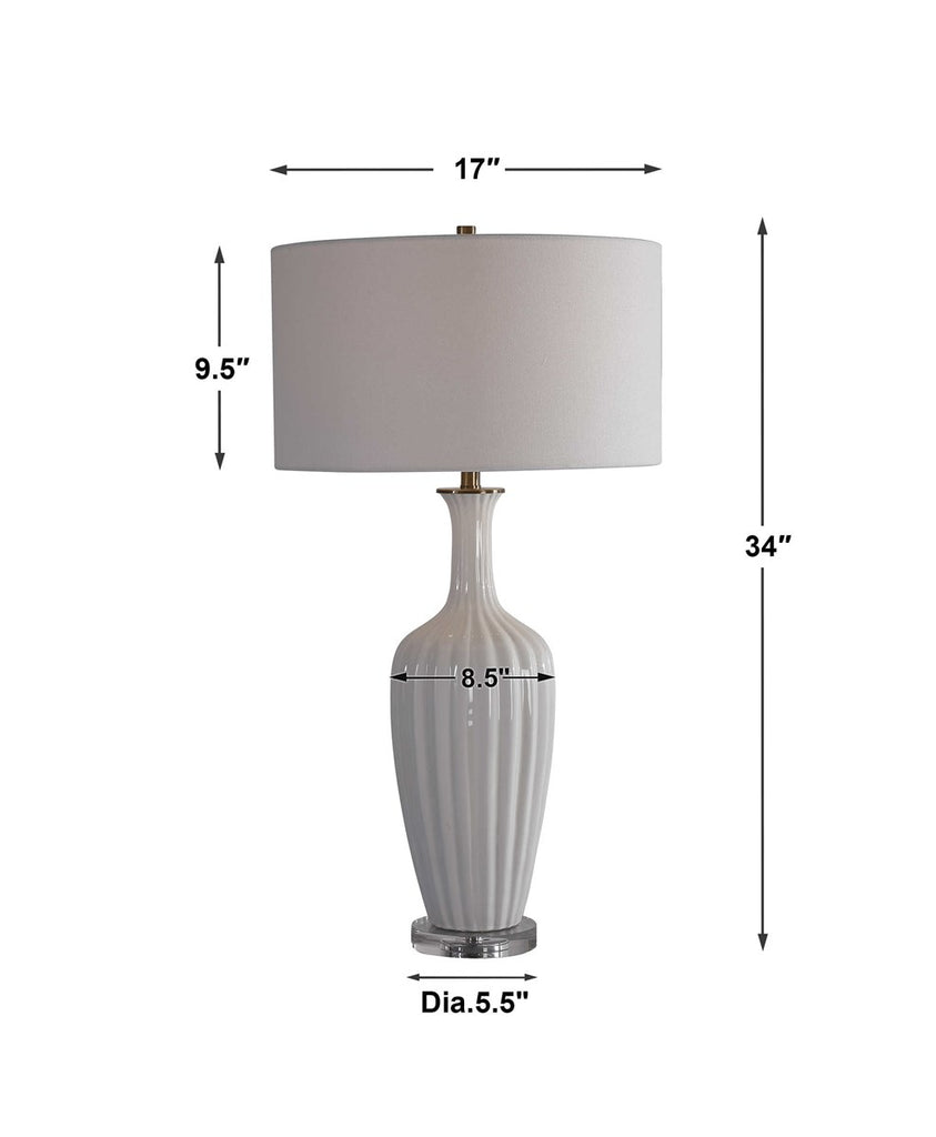 Strauss White Ceramic Table Lamp - Bombay Mercantile