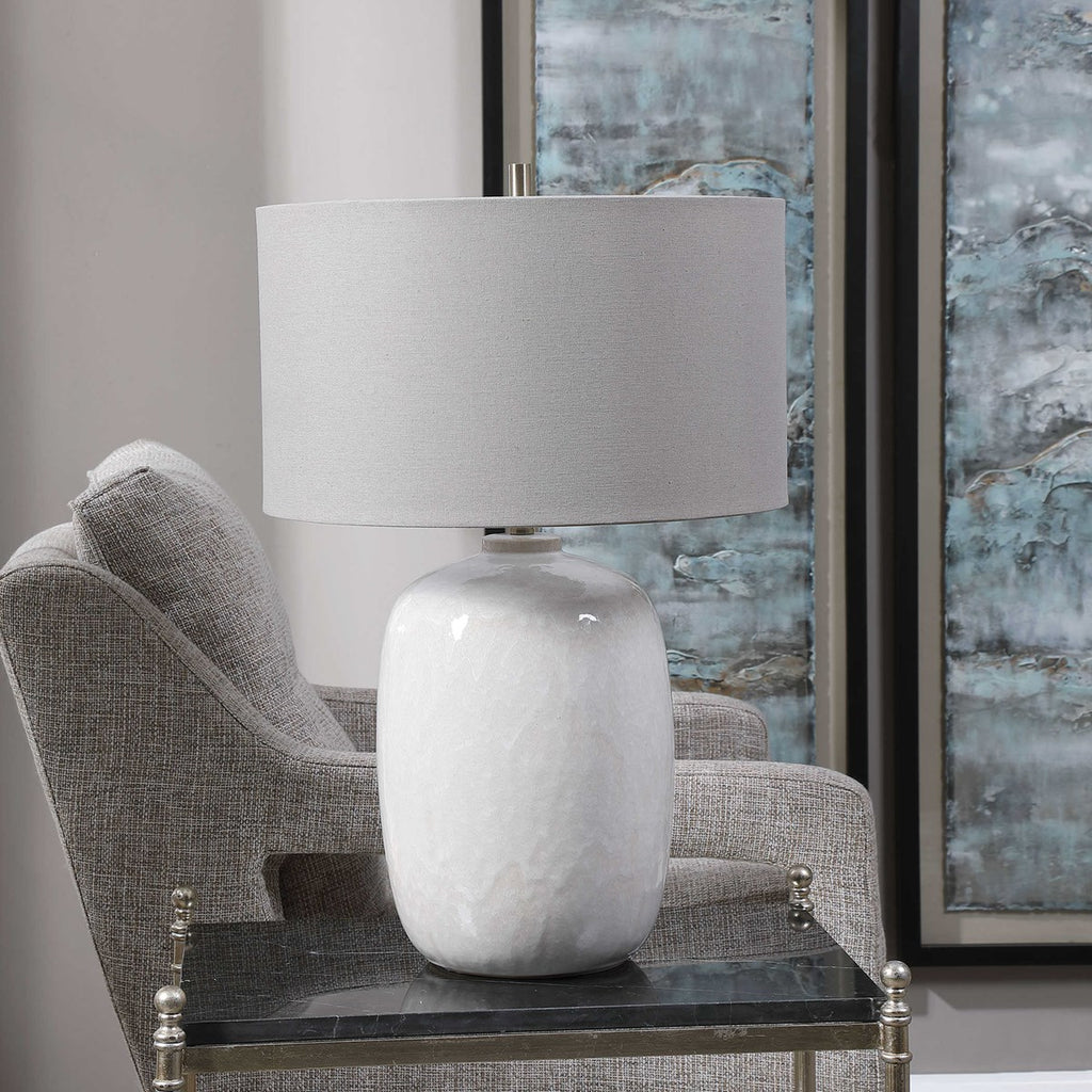 Winterscape White Glaze Table Lamp - Bombay Mercantile
