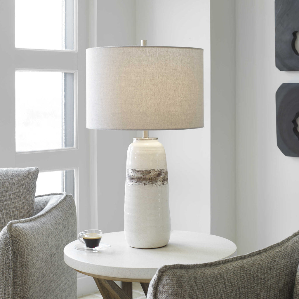 Comanche White Crackle Table Lamp - Bombay Mercantile