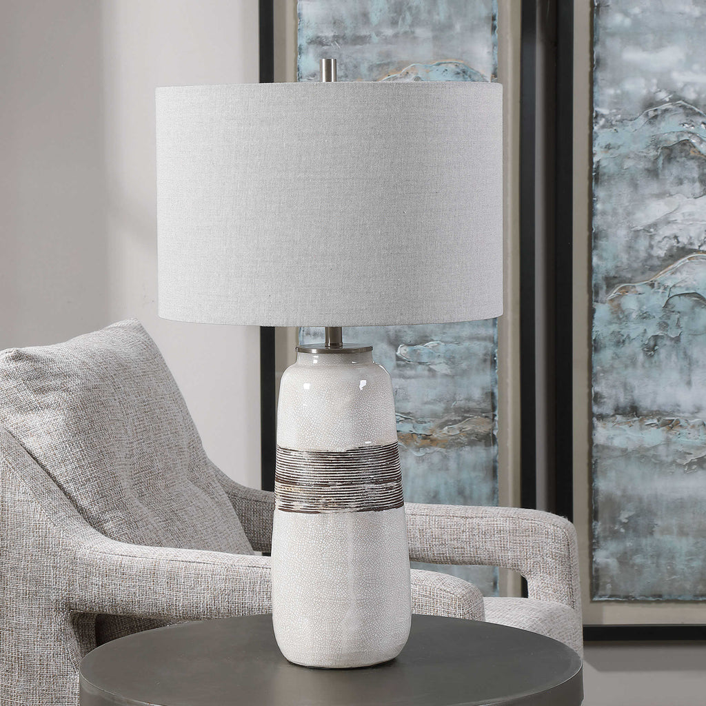 Comanche White Crackle Table Lamp - Bombay Mercantile