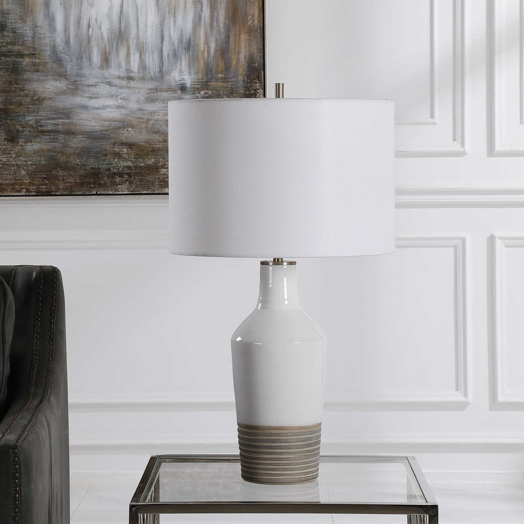 Dakota White Crackle Table Lamp - Bombay Mercantile