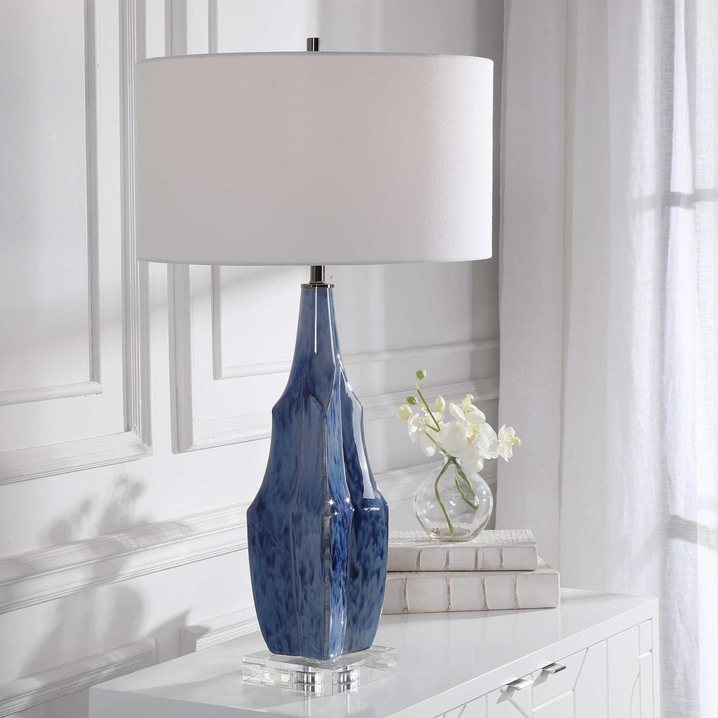 Everard Blue Table Lamp - Bombay Mercantile