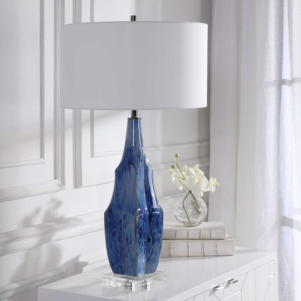 Everard Blue Table Lamp - Bombay Mercantile