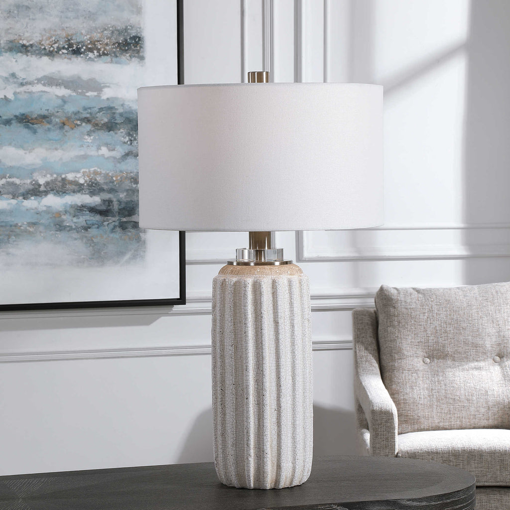 Azariah White Crackle Table Lamp - Bombay Mercantile