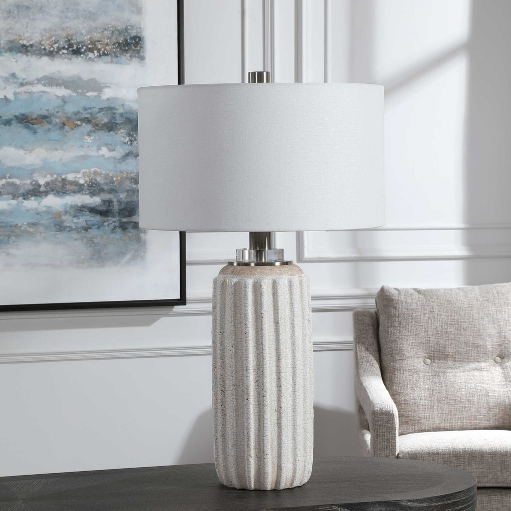 Azariah White Crackle Table Lamp - Bombay Mercantile