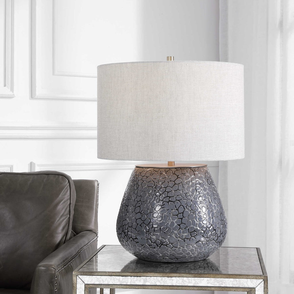 Pebbles Metallic Gray Table Lamp - Bombay Mercantile