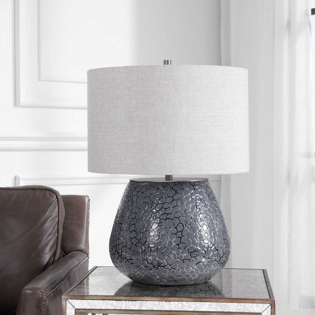 Pebbles Metallic Gray Table Lamp - Bombay Mercantile
