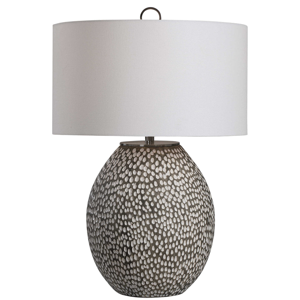 Cyprien Gray White Table Lamp - Bombay Mercantile