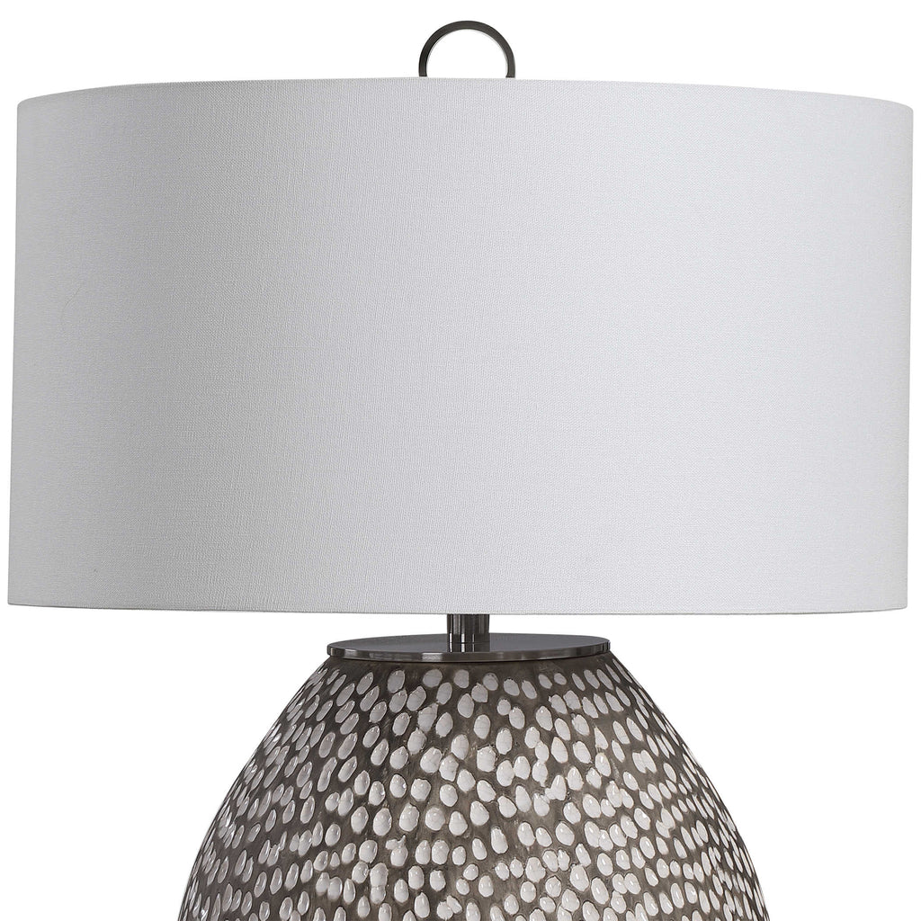 Cyprien Gray White Table Lamp - Bombay Mercantile