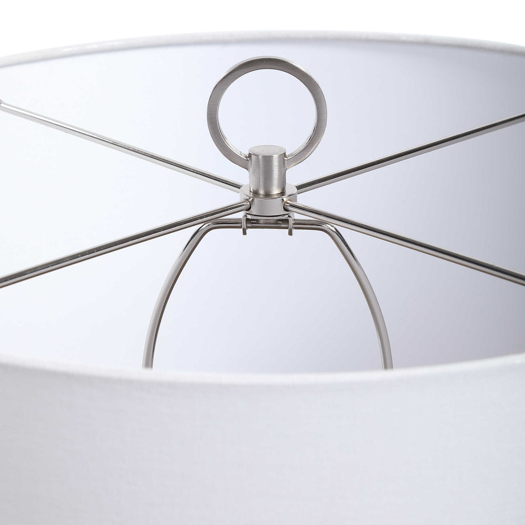 Cyprien Gray White Table Lamp - Bombay Mercantile
