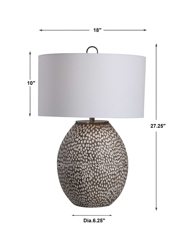 Cyprien Gray White Table Lamp - Bombay Mercantile