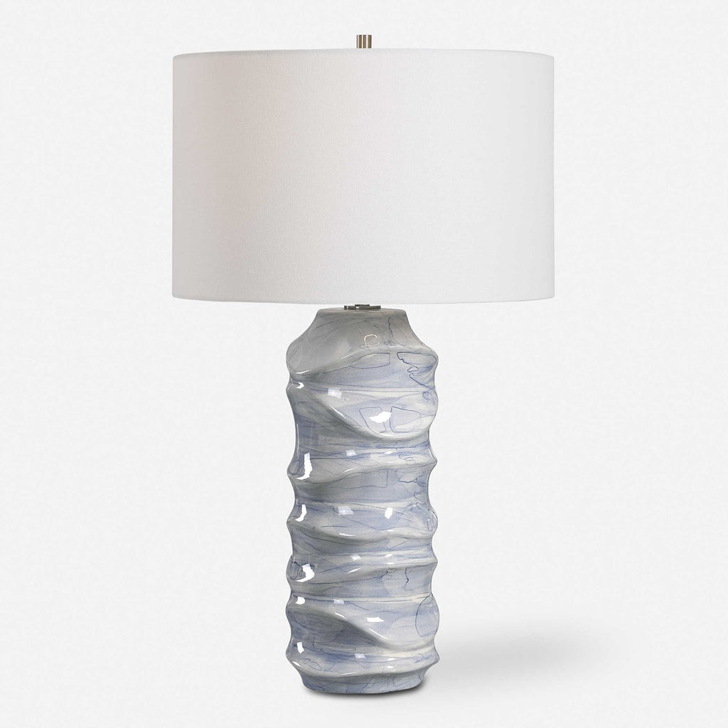 Waves Blue & White Table Lamp - Bombay Mercantile