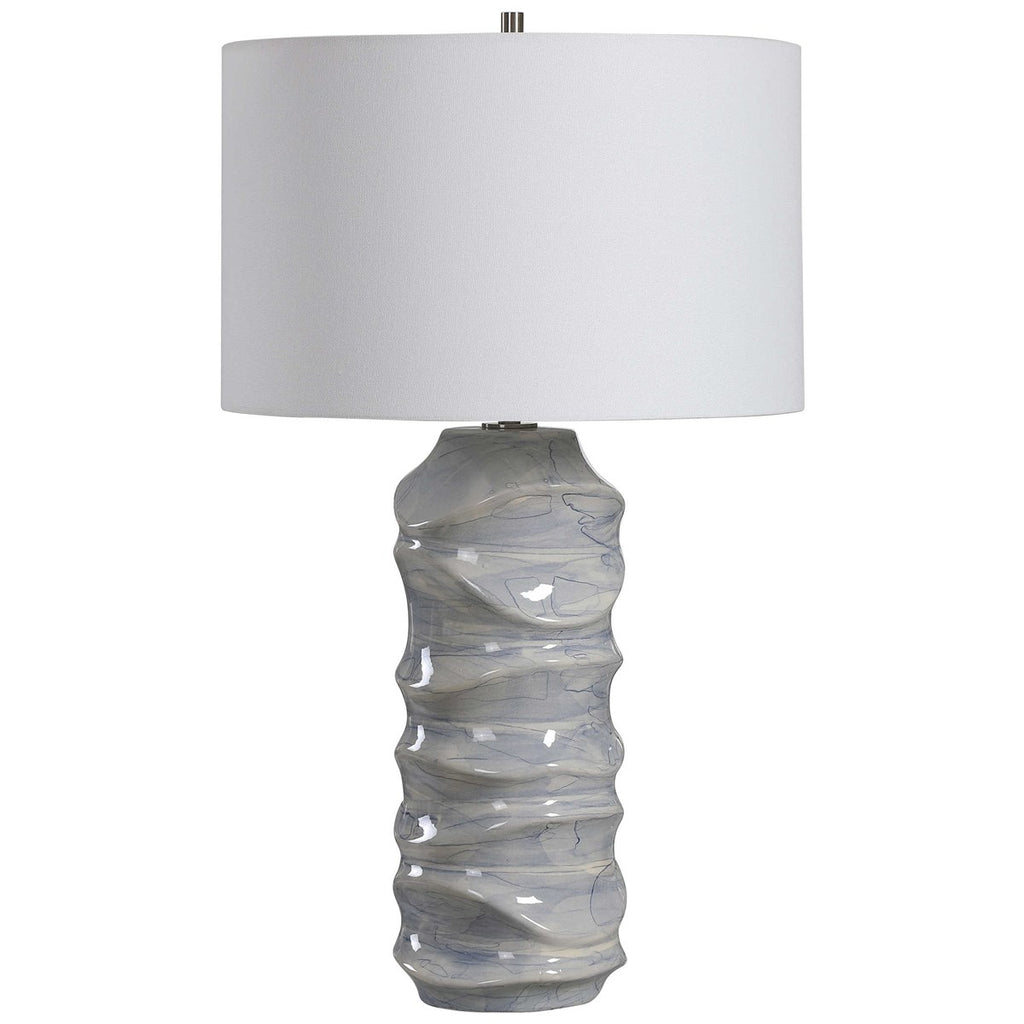 Waves Blue & White Table Lamp - Bombay Mercantile