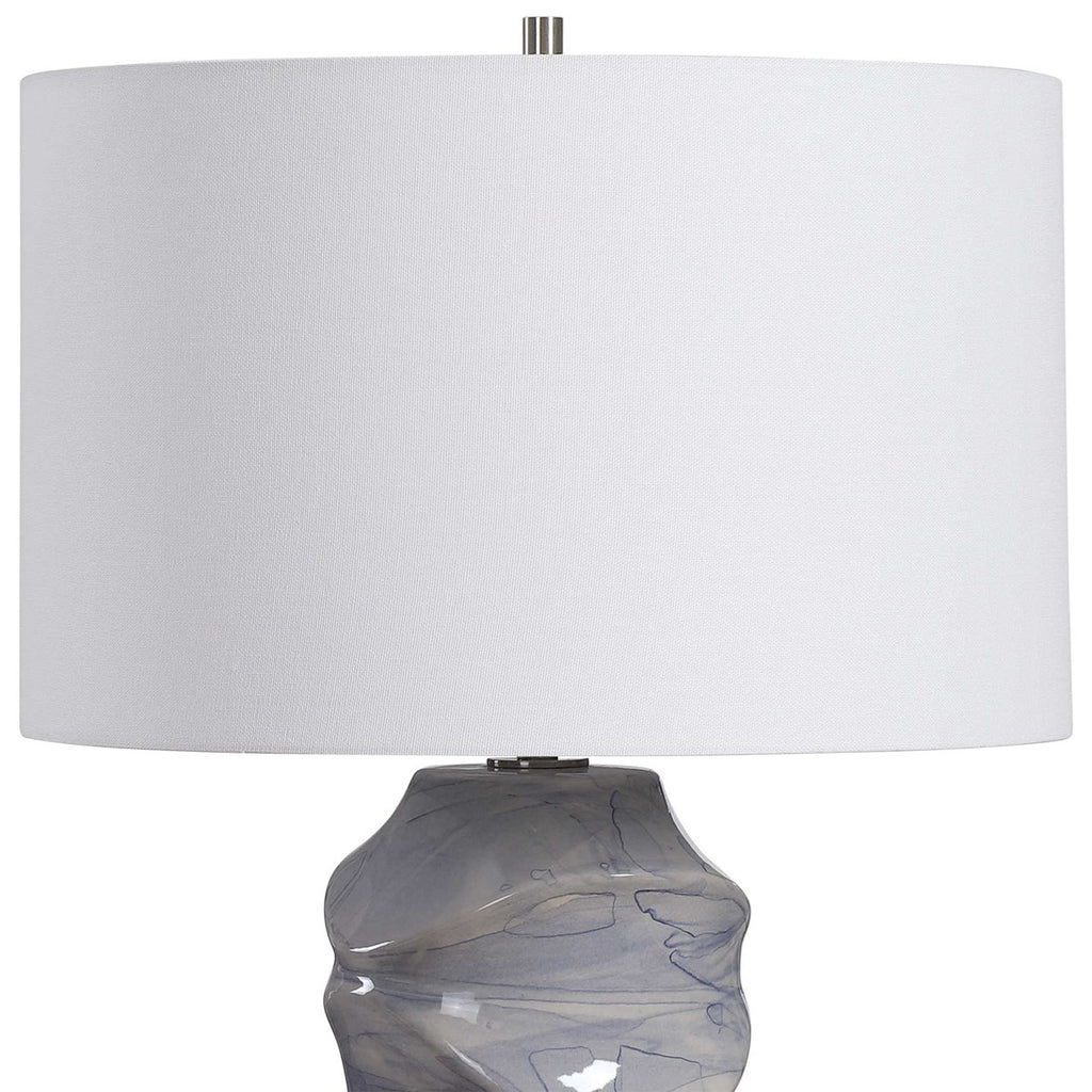 Waves Blue & White Table Lamp - Bombay Mercantile