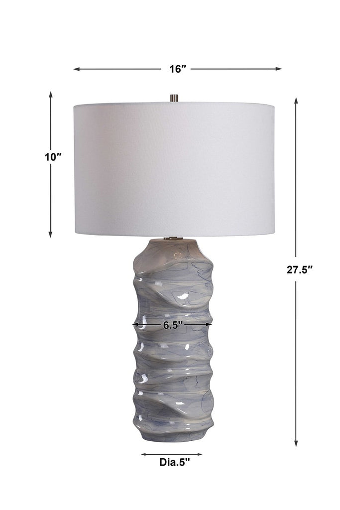 Waves Blue & White Table Lamp - Bombay Mercantile