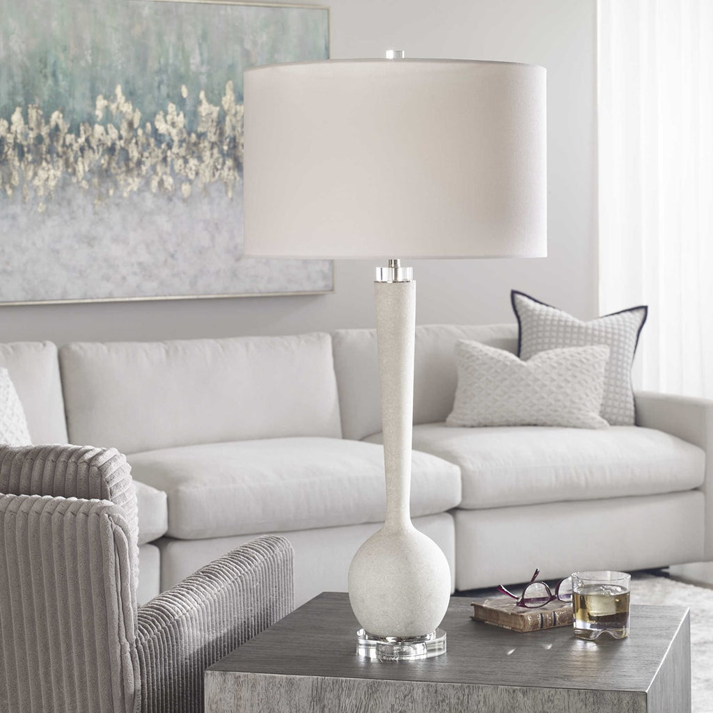 Kently White Marble Table Lamp - Bombay Mercantile