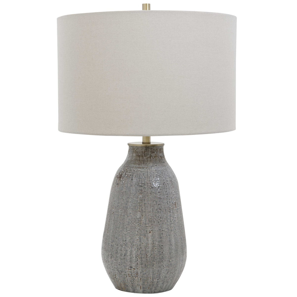 Monacan Gray Textured Table Lamp - Bombay Mercantile