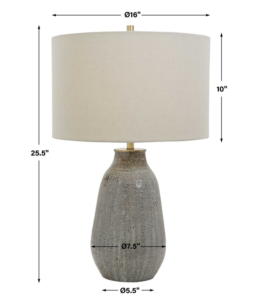 Monacan Gray Textured Table Lamp - Bombay Mercantile